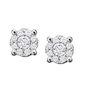 10 karat Gold Round Diamond Starburst Earrings with Velour Box