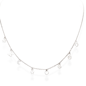 Quadricuore Necklace Rodium and White and Ruby Cubic Zirconia