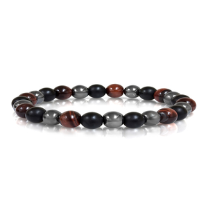 Red Tiger Eye Black Onyx Bead Bracelet