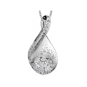 10K White Gold Teardrop Pendant with Velour Box