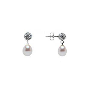 Crystal Bead Earrings - White