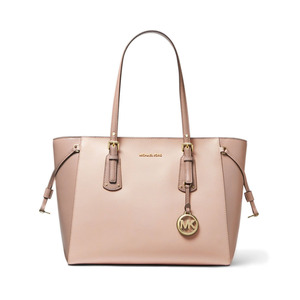 Voyager Medium Two-Tone Crossgrain Leather Tote Bag - Soft Pink / Fawn