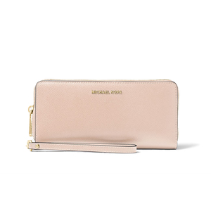 Leather Continental Wristlet - Soft Pink
