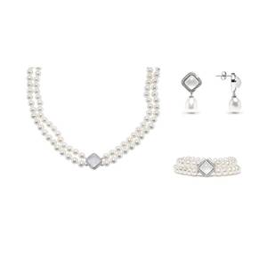 Hidden Halo White Necklace with Hidden Halo White Bracelet and Hidden Halo White Earrings