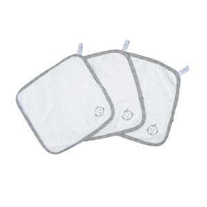 Pack of 3 Bamboo Wash Cloths - White / Grey