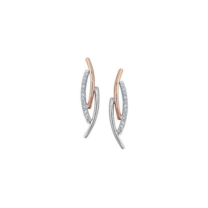 10K Rose and White Gold Earrings with Diamonds (0.075 CT TW)