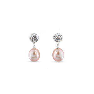 Crystal Bead Earrings - Natural Pink
