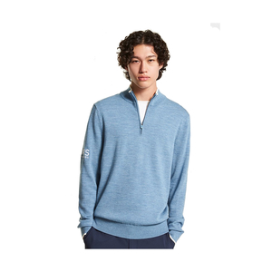 Merino Wool Golf Shirt - Blue - L