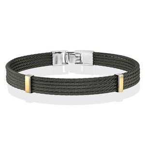 18K Gold IP Stainless Steel 5-Row Cable Bracelet