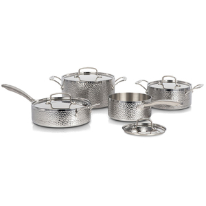 8 Piece Hand Hammered Tri-ply Cookware Set
