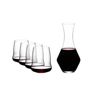 Stemless Wings Set - 4 x Carbenet Glasses + 1 x Merlot Decanter