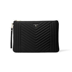Jet Set Extra-Large Quilted Leather Pouch - Black