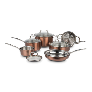 10-Piece Metallic Stainless Steel Cookware Set - Copper
