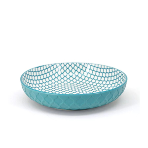 Teal textured shallow bowl  - Teal