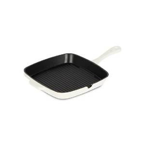 9.25" Cast Iron Square Grill Pan - White
