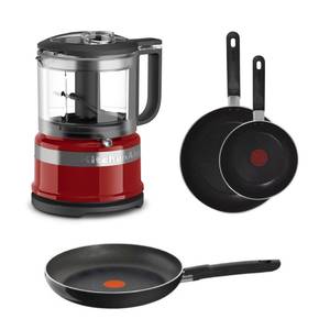 3.5 Cup Food Chopper - Empire Red with 3 Frypans