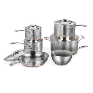Professional 5-Ply Stainless Steel 11-Piece Cookware Set with Copper Band