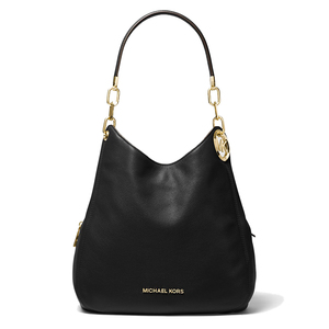 Lillie Large Pebbled Leather Shoulder Bag - Black