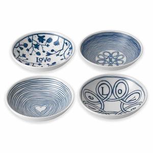 Set of 4 Ellen Degeneres Love Bowls  - Blue
