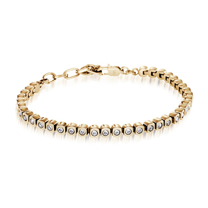 Gold Ion-Plated Stainless Steel Cubic Zirconia Adjustable Bracelet
