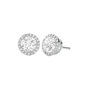 14k Silver-Plated Sterling Silver CZ Stud Earrings