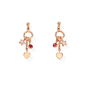 Earrings Charm Heart RosÃ¨ and Crystals