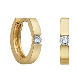 10 Karat Round Diamond Huggie Earrings with Velour Box