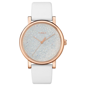 Crystal Opulence With Swarovski Crystals 38mm Leather Strap Watch - Gold-Tone / White