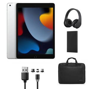 10.2-inch iPad Wi-Fi + Cellular 64GB - Silver with Headphones, Power Bank, Charging Cable and Laptop Bag