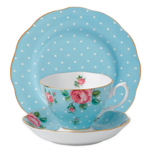 Polka Blue Vintage 3-Piece Place Setting