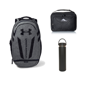 Halftime Backpack - Gray Medium Heather with Lunch Bag and Double Wall Travel Bottle 750 ml