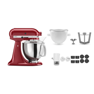 Artisan Series 5-Quart Tilt-Head Stand Mixer - Empire Red with Stand Mixer Attachment - Shave Ice and Ice Cream Maker