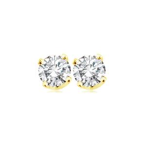 14 karat Gold round Diamond earrings with Velour Box