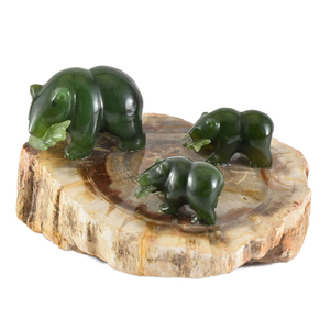 Jade Three Bears Sculpture