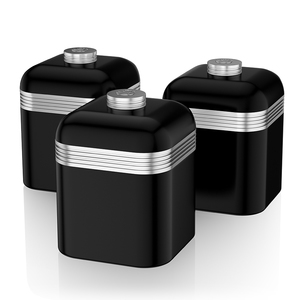 Retro Set of 3 Canisters - Black