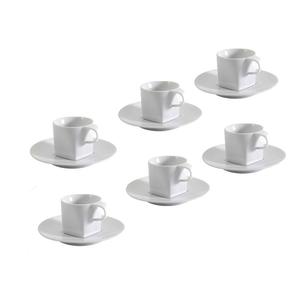 Porcelaine Espresso Cups with Saucers - Set of 6 - White