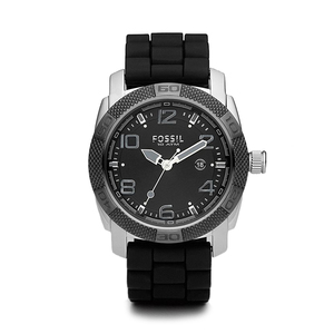 Men's Silicone Three Hand Black Dial Watch