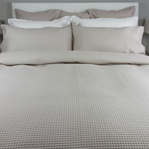 Waffle Weave Duvet Cover and Pillow Sham Set - Pebble - King