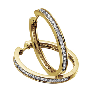 10 karat Round Diamond Hoop Earrings with Velour Box