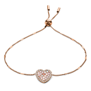 Mosaic Heart Rose Gold-Tone Stainless Steel Bracelet
