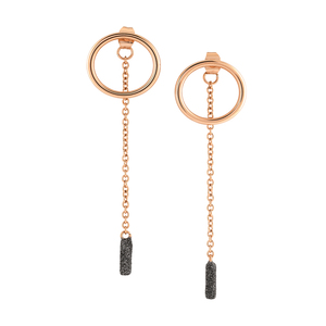 Rose IP Stainless Steel Stardust Earrings - Rose Gold-Tone