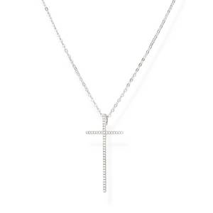 Big Cross and Zirconia Necklace