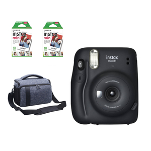 Instax Mini 11 Black and Camera Bag with 2x Instax Mini Instant Film Pack - 10 films