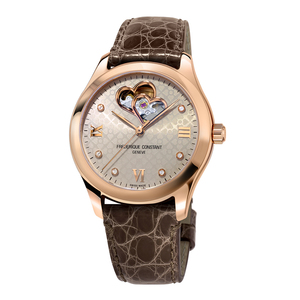 Womenâs Double Heart Beat Watch - Brown