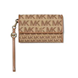 Jet Set Charm Flap Wristlet - Beige