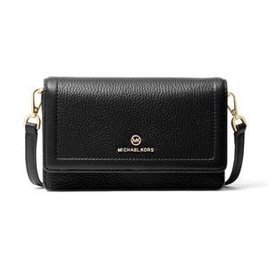 Jet Set Small Pebbled Leather Smartphone Convertible Crossbody Bag - Black