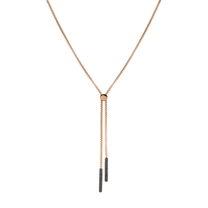 Stainless Steel Stardust Lariat Necklace - Rose Gold-Tone