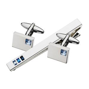Swarovski Crystals Cuff Links with Tie Clip Set
