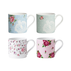 New Country Roses Tea Party Mug Set/4 Mixed Patterns