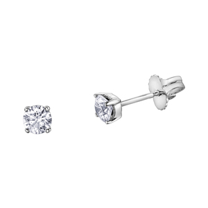 Certified Canadian Gold Diamond Stud Earrings in 14K White Gold with Velour Box